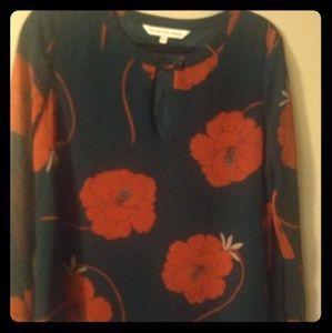Teal and rose blouse